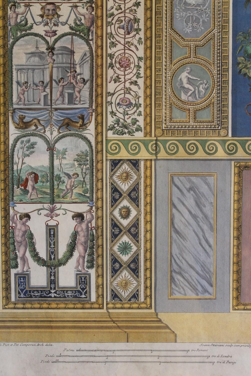 Italian 18th Century Hand-Colored Engraving on Paper of Raphael Vatican Loggias 11