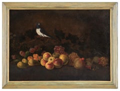 Antique 17th-18th century Italian Still Life painting - Fruit bird - Oil on canvas Italy