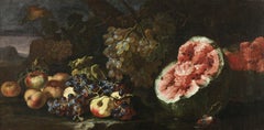 nature morte du 17e siècle Paolo Castelli Nature morte aux fruits Huile sur toile Rouge Vert