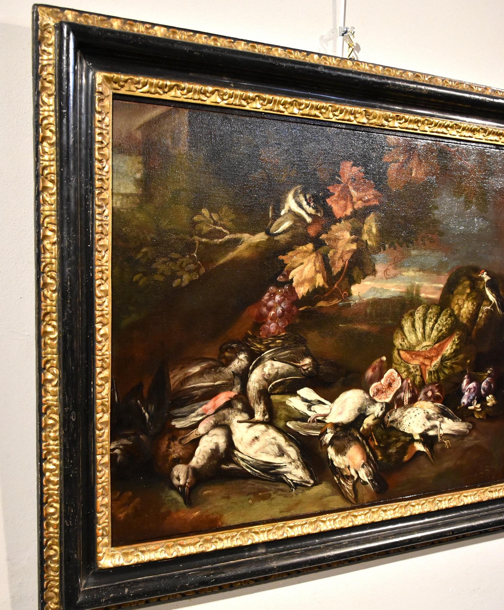 Still-Life Fiore Paesaggio Castelli Dipinto Olio su tela Vecchio maestro d'arte italiana - Still-Life Painting Marrone di Giovanni Paolo Castelli detto Spadino