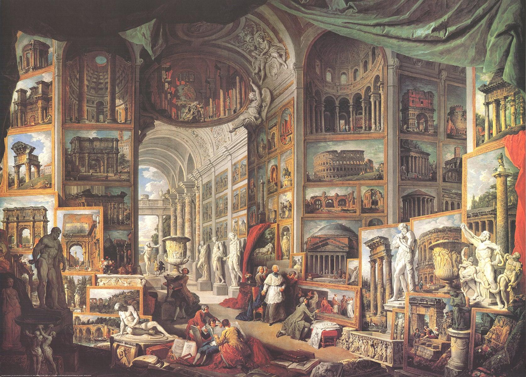 Paolo Pannini "Galleria Con Vedute Di Roma Antica" 1996 – Print von Giovanni Paolo  Panini