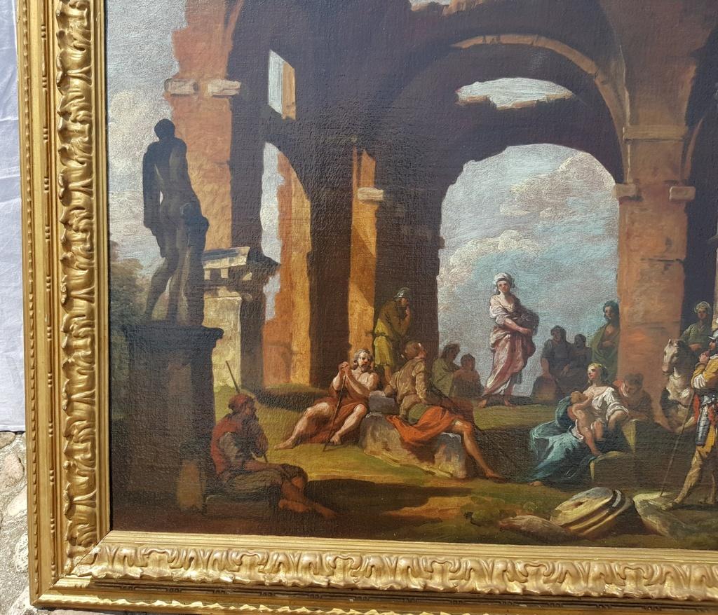 18th century Italian landscape figures painting - Pannini Oil on canvas panini - Rococo Painting by Giovanni Paolo Panini
