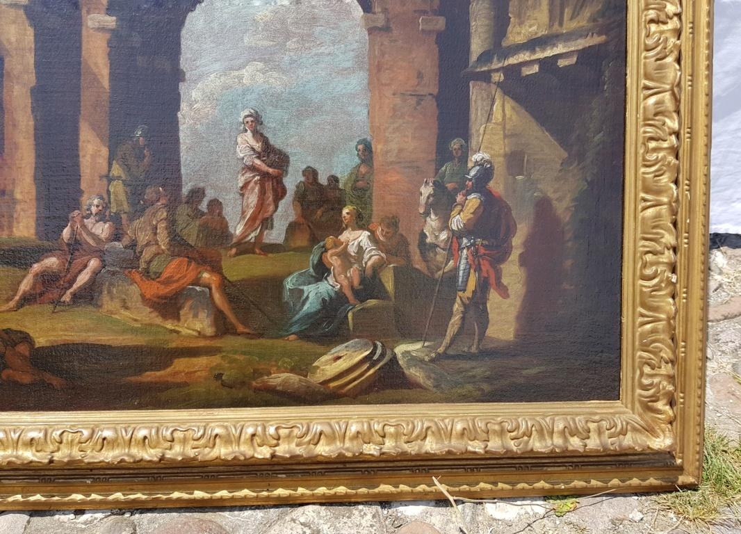 18th century Italian landscape figures painting - Pannini Oil on canvas panini 2
