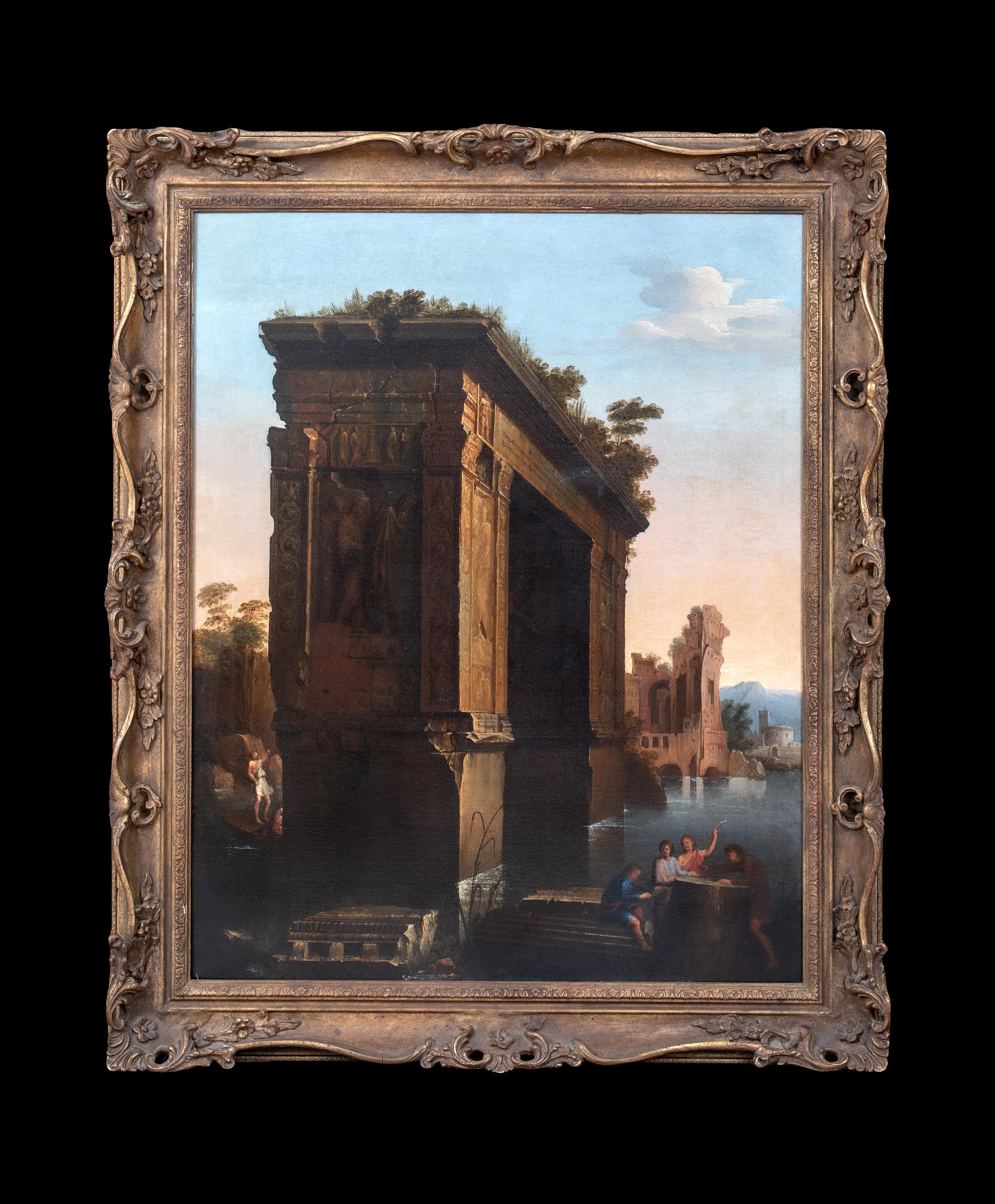 Figures By The Ruins Of An Arch, 18th Century    - Painting by Giovanni Paolo Panini