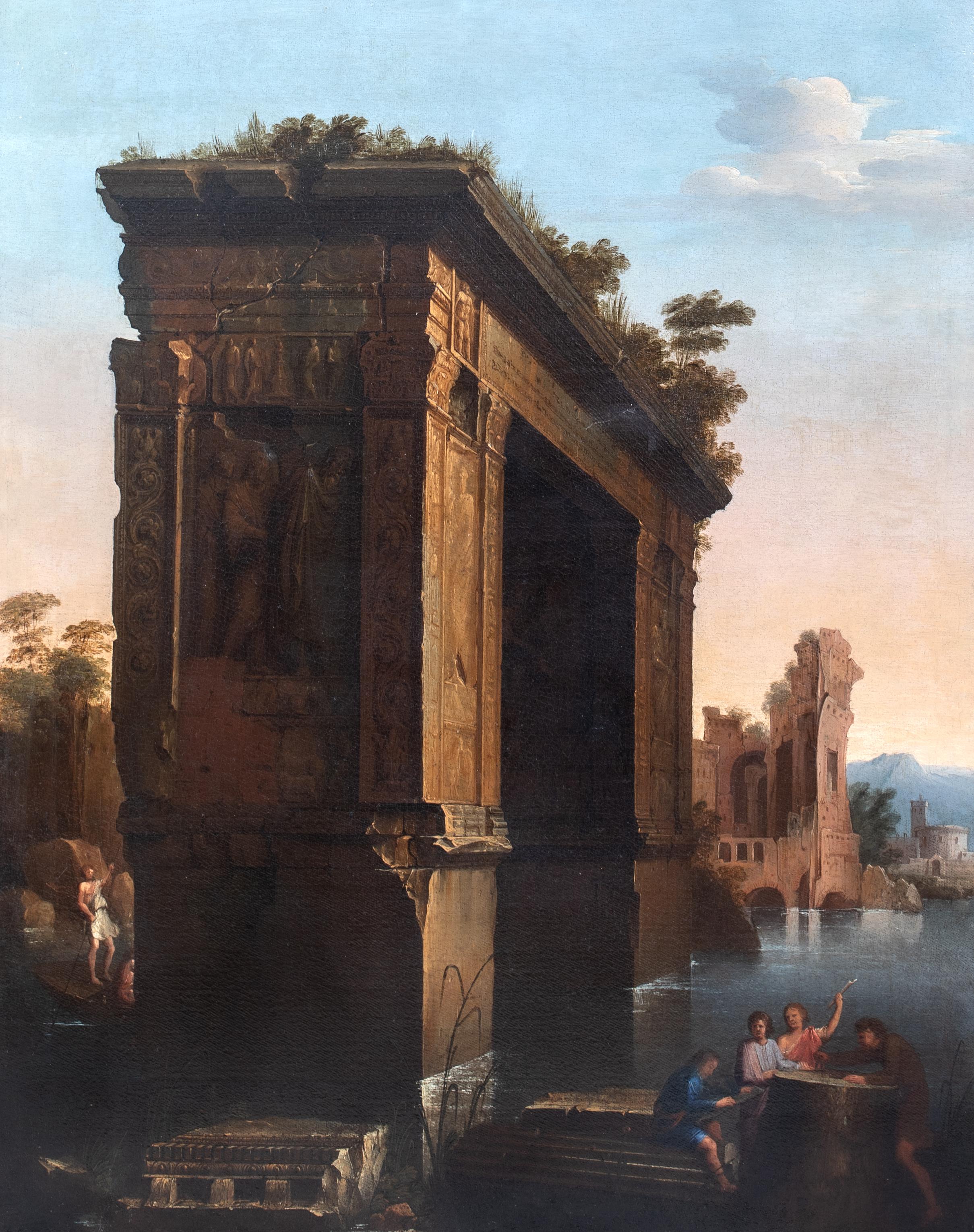 Figures By The Ruins Of An Arch, 18th Century 

studio of Giovanni Paolo PANINI (1691-1765)

Large 18th-century Italian architectural ruins landscape with classical figures, oil on canvas. Good quality and condition capriccio of flooded ancient