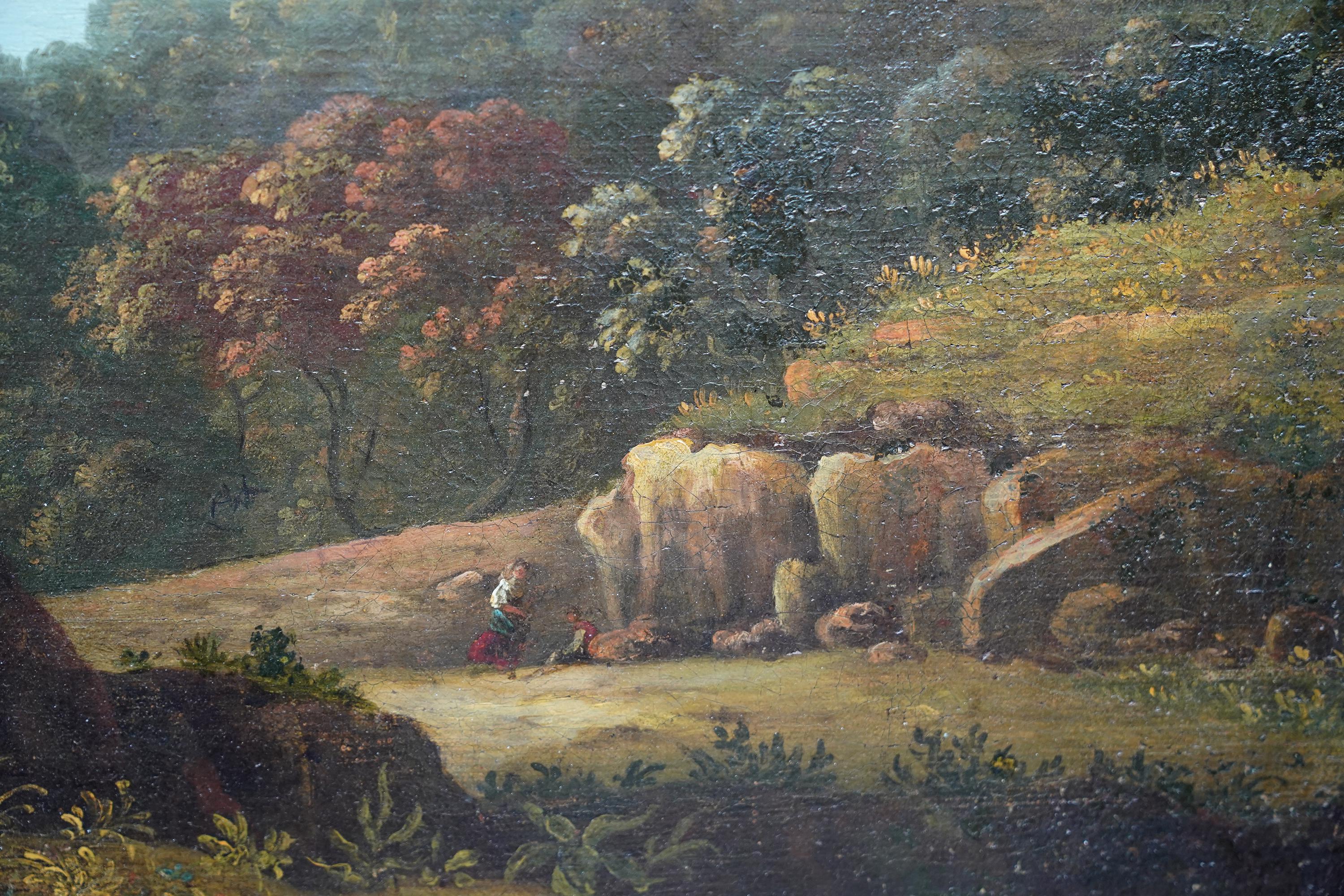 Paisaje italiano con Templo de la Sibila, Tívoli - Pintura al óleo italiana del Viejo Maestro en venta 4