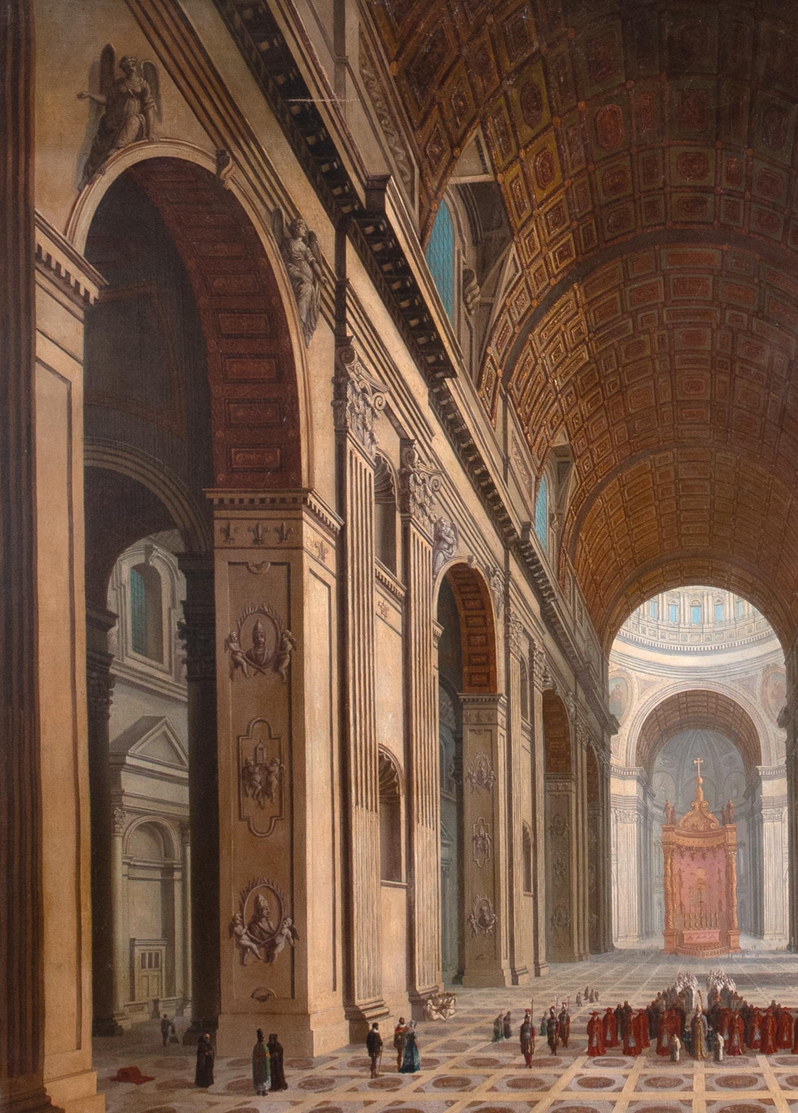 St Peters Basilica, Vatican City, Rome, 18th Century  Architectural Interior For Sale 6