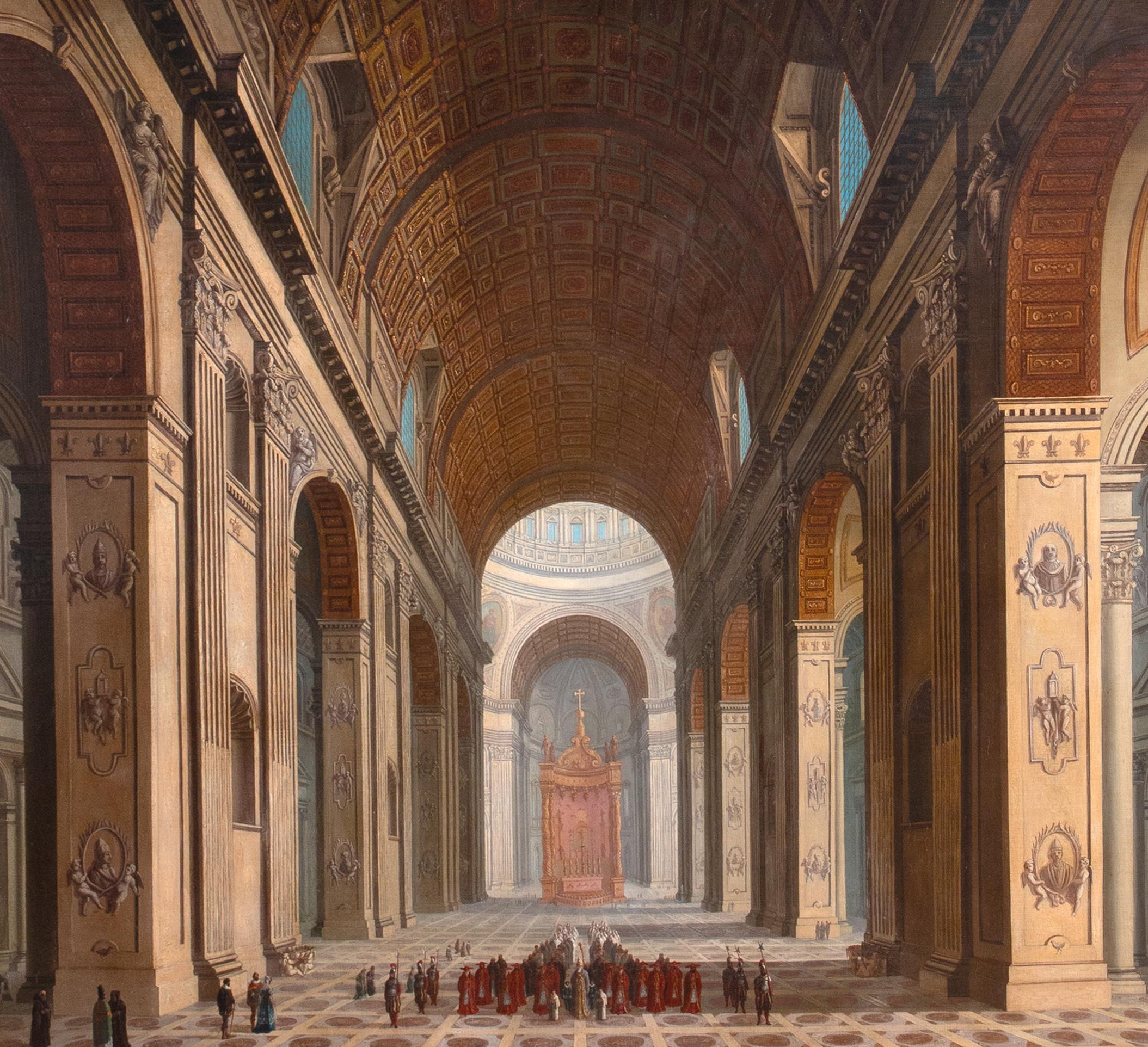 St Peters Basilica, Vatican City, Rome, 18th Century  Architectural Interior For Sale 1