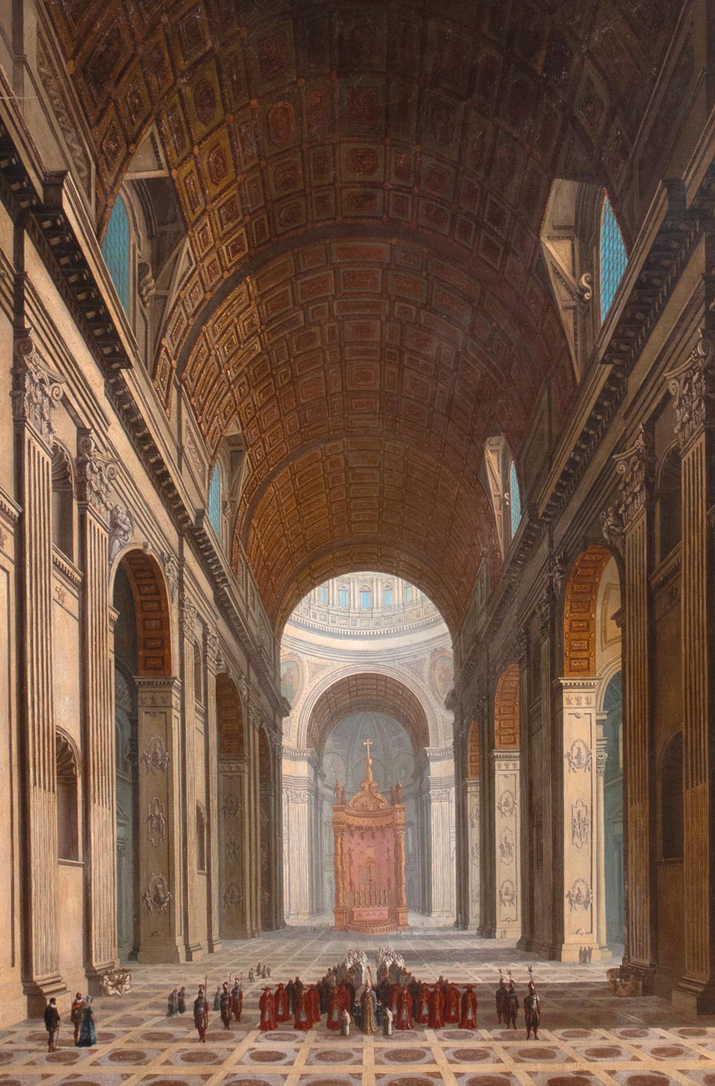 St Peters Basilica, Vatican City, Rome, 18th Century  Architectural Interior For Sale 3