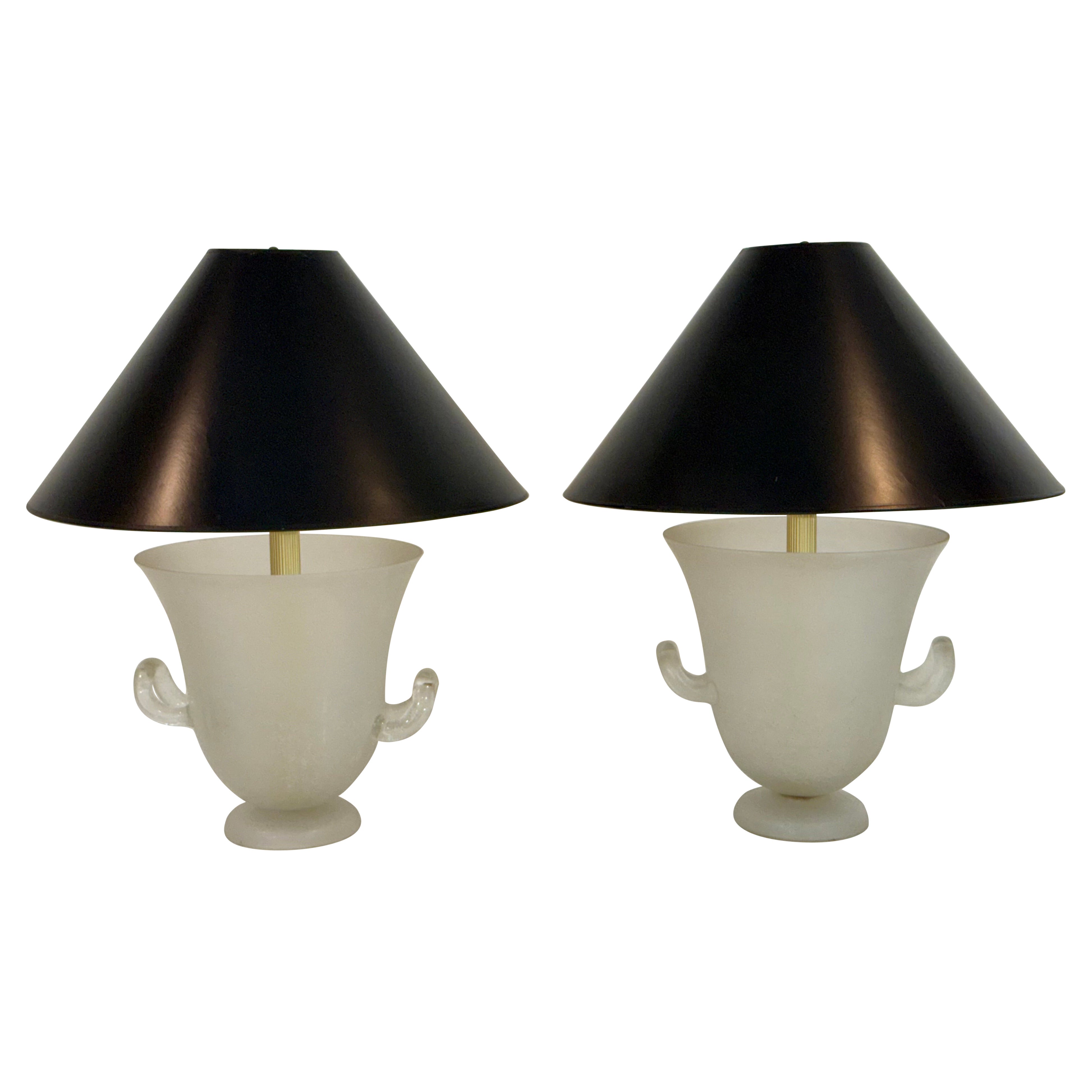 Giovanni Patrini for Seguso Vetri d'Arte Murano Glass Coroso Urn Form Lamps For Sale