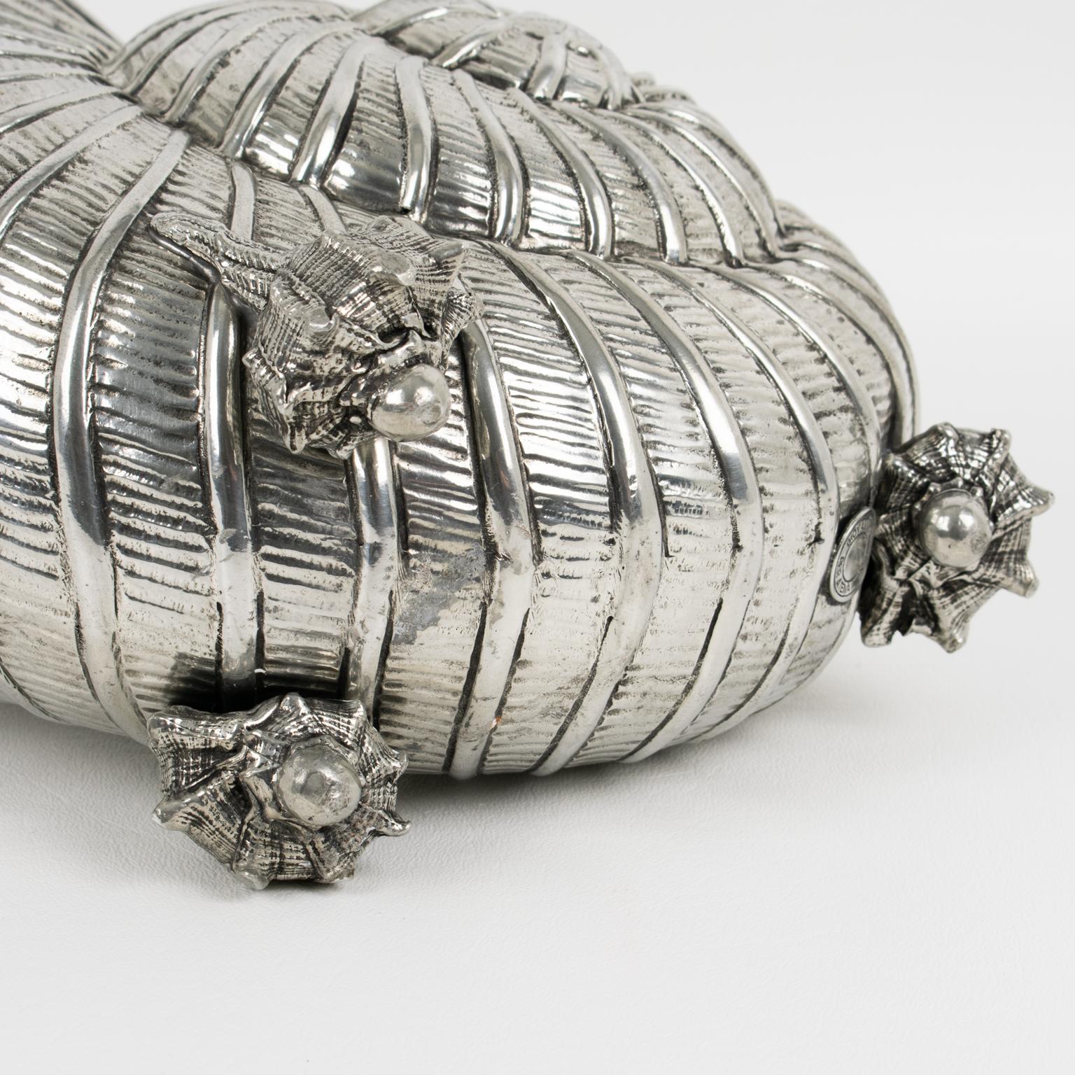 Giovanni Patrini Italy Peltro Nautilus Shell Wine Cooler Secchiello per ghiaccio e champagne in vendita 2