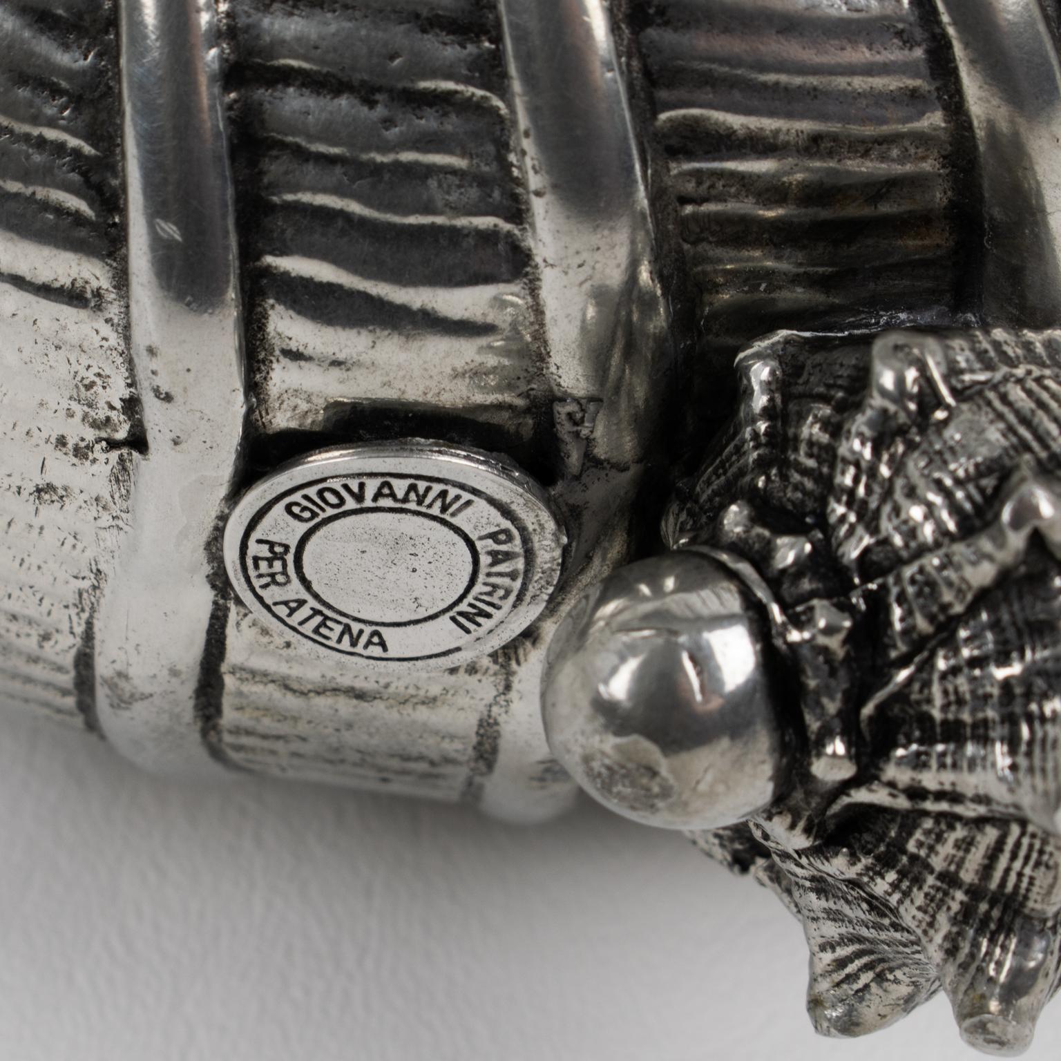 Giovanni Patrini Italy Peltro Nautilus Shell Wine Cooler Secchiello per ghiaccio e champagne in vendita 3