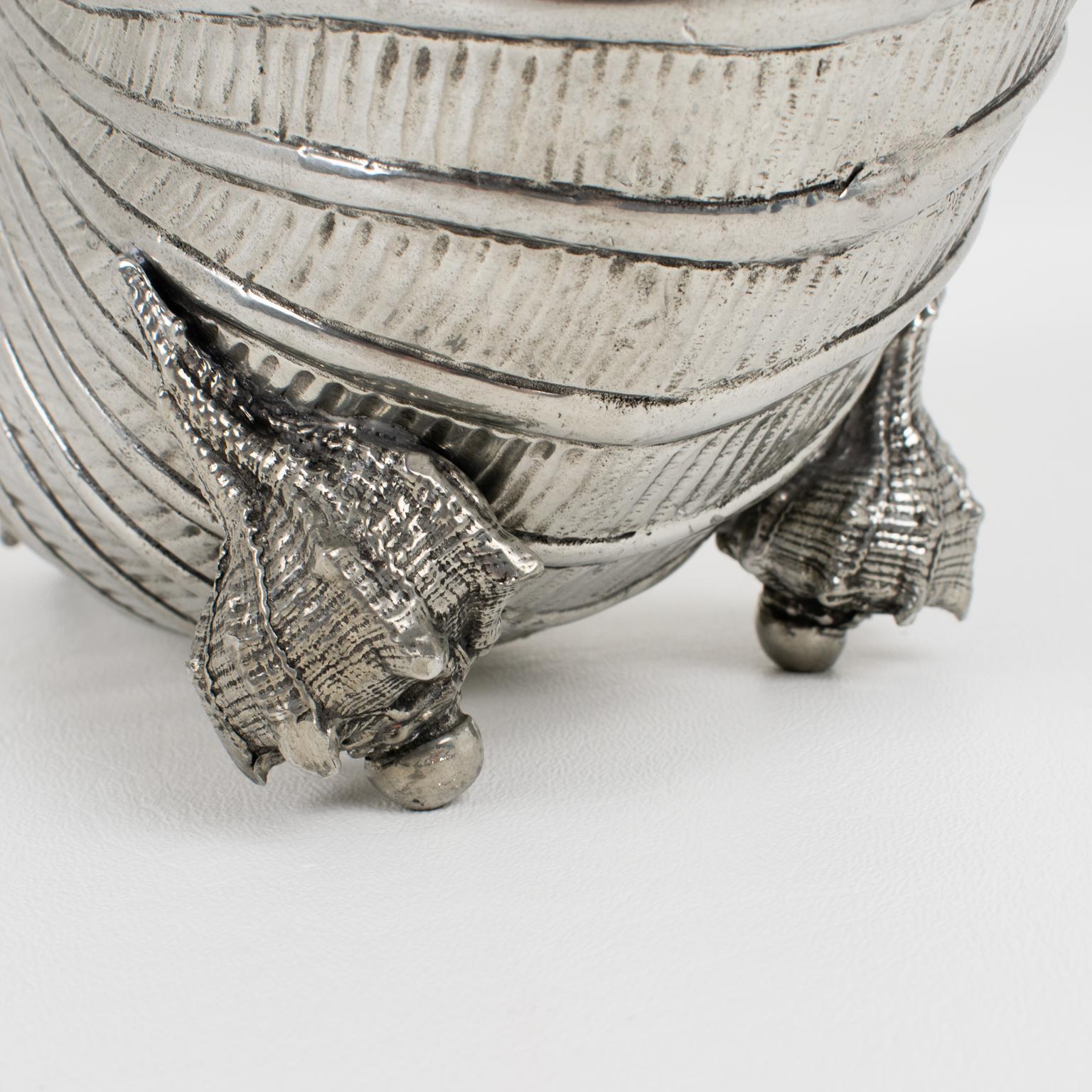 Giovanni Patrini Italy Peltro Nautilus Shell Wine Cooler Secchiello per ghiaccio e champagne in vendita 5