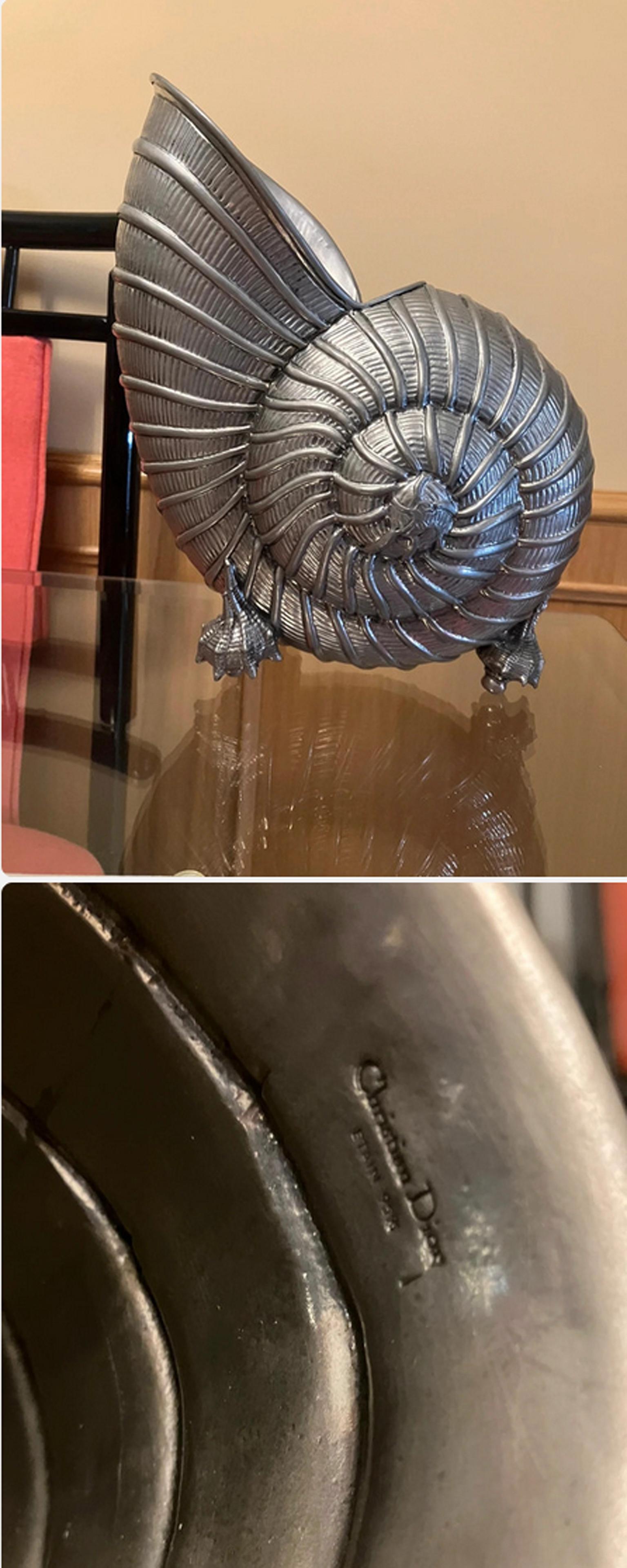 Giovanni Patrini Italy Peltro Nautilus Shell Wine Cooler Secchiello per ghiaccio e champagne in vendita 7