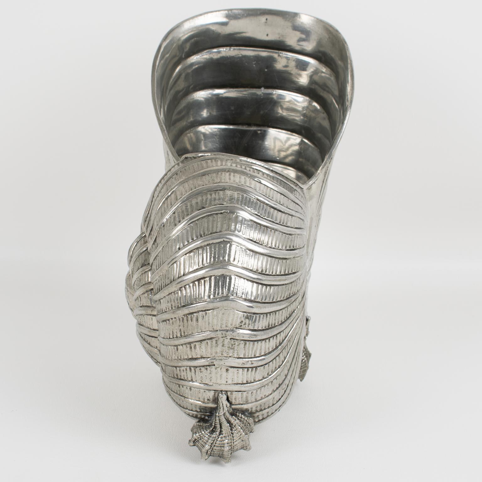 Giovanni Patrini Italy Peltro Nautilus Shell Wine Cooler Secchiello per ghiaccio e champagne In condizioni ottime in vendita a Atlanta, GA