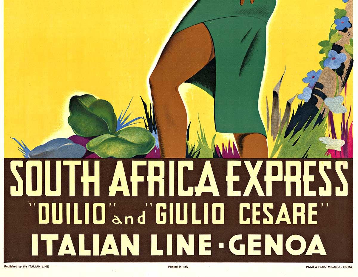 Original South Africa Express Italian Line - Genua 1931 vintage Reiseplakat (Art déco), Print, von Giovanni Patrone