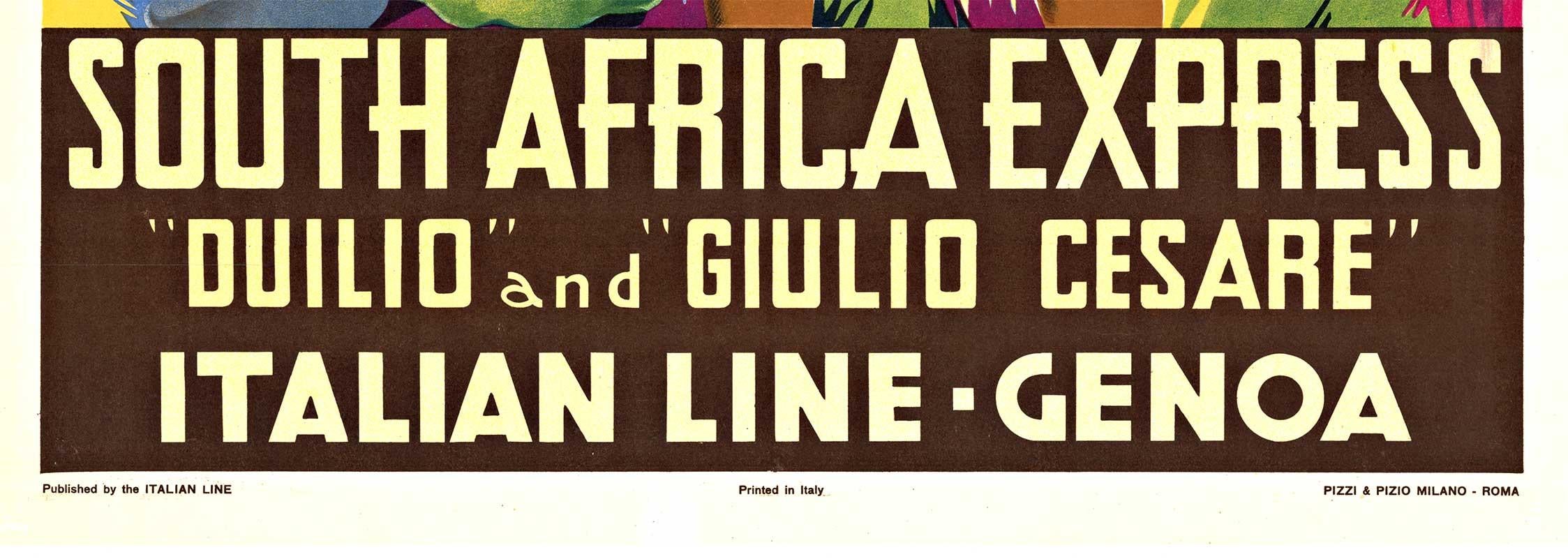 Original South Africa Express Italian Line - Genua 1931 vintage Reiseplakat im Angebot 1