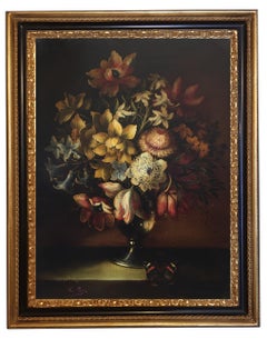 FLOWERS - Giovanni Perna - Still Life Oil on Canvas Italian Painting