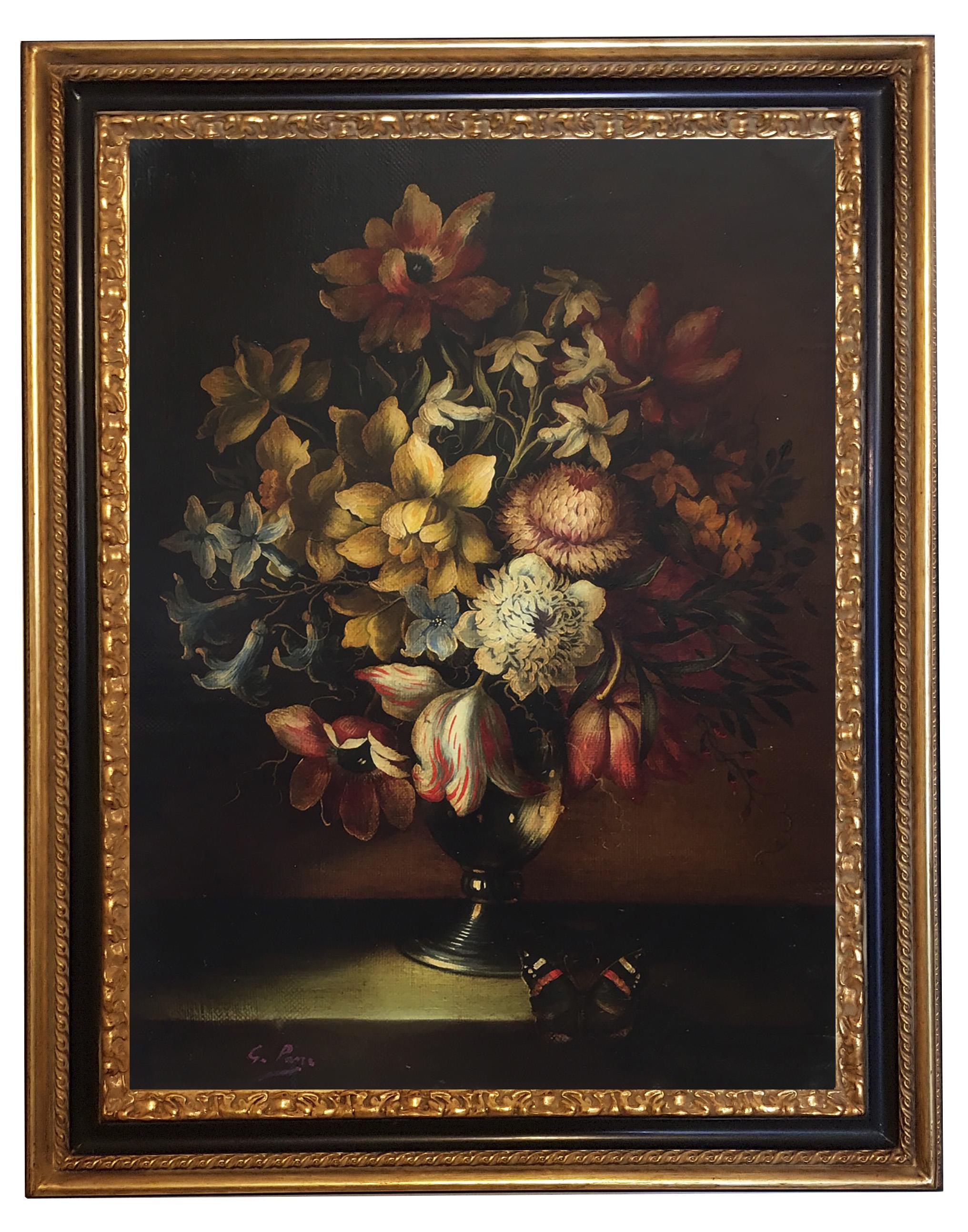 FLOWERS – Giovanni Perna – Stillleben, Öl auf Leinwand, Italienisches Gemälde