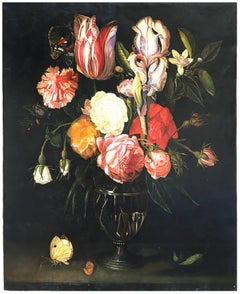FLOWERS - Italian still life oil on canvas painting, Giovanni Perna