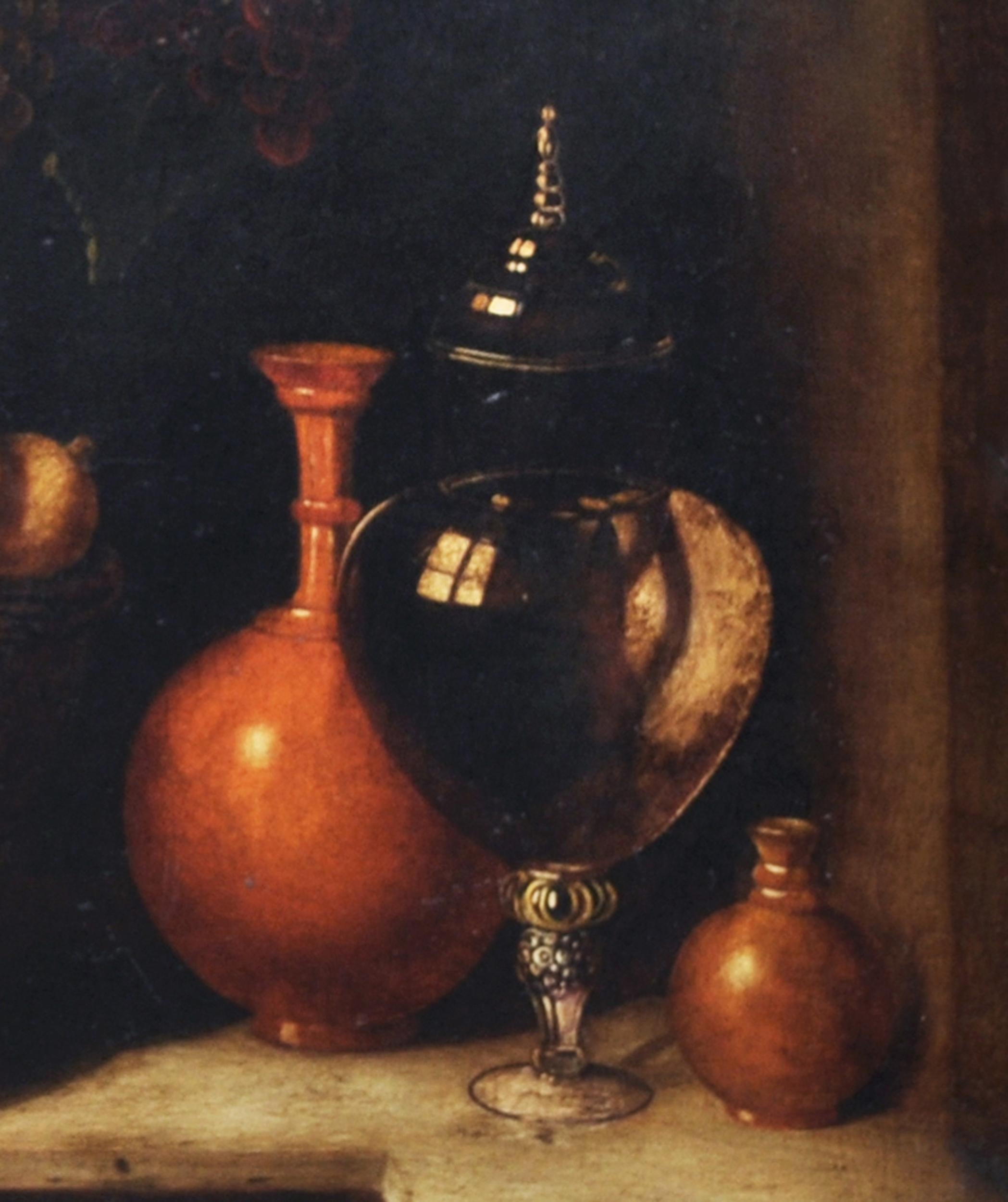 STILL LIFE -  Dutch School -Italian Oil on Canvas Painting - Black Still-Life Painting by Giovanni Perna