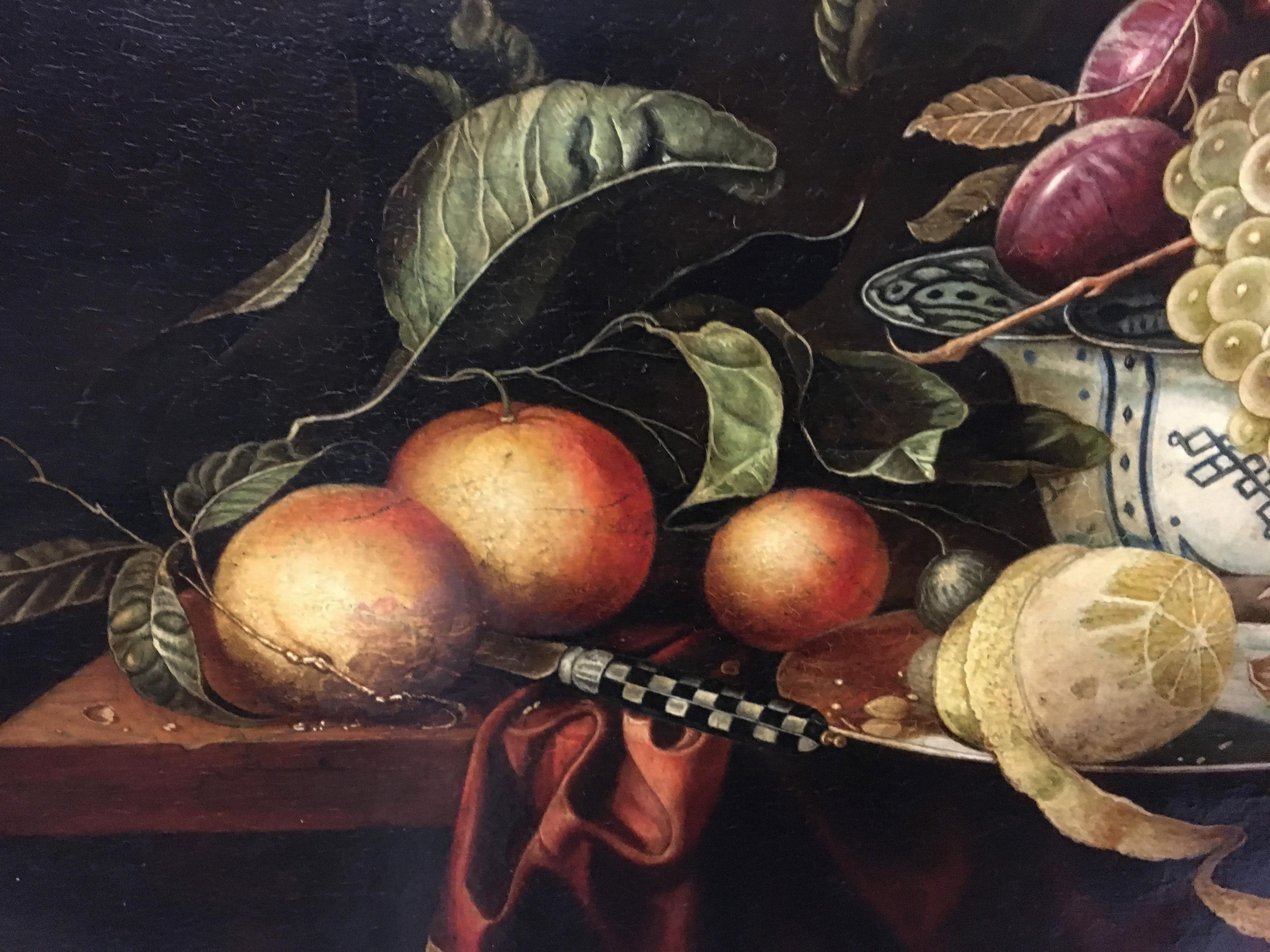 STILL LIFE - Dutch School - Oil on Canvas Italian Painting - Black Still-Life Painting by Giovanni Perna