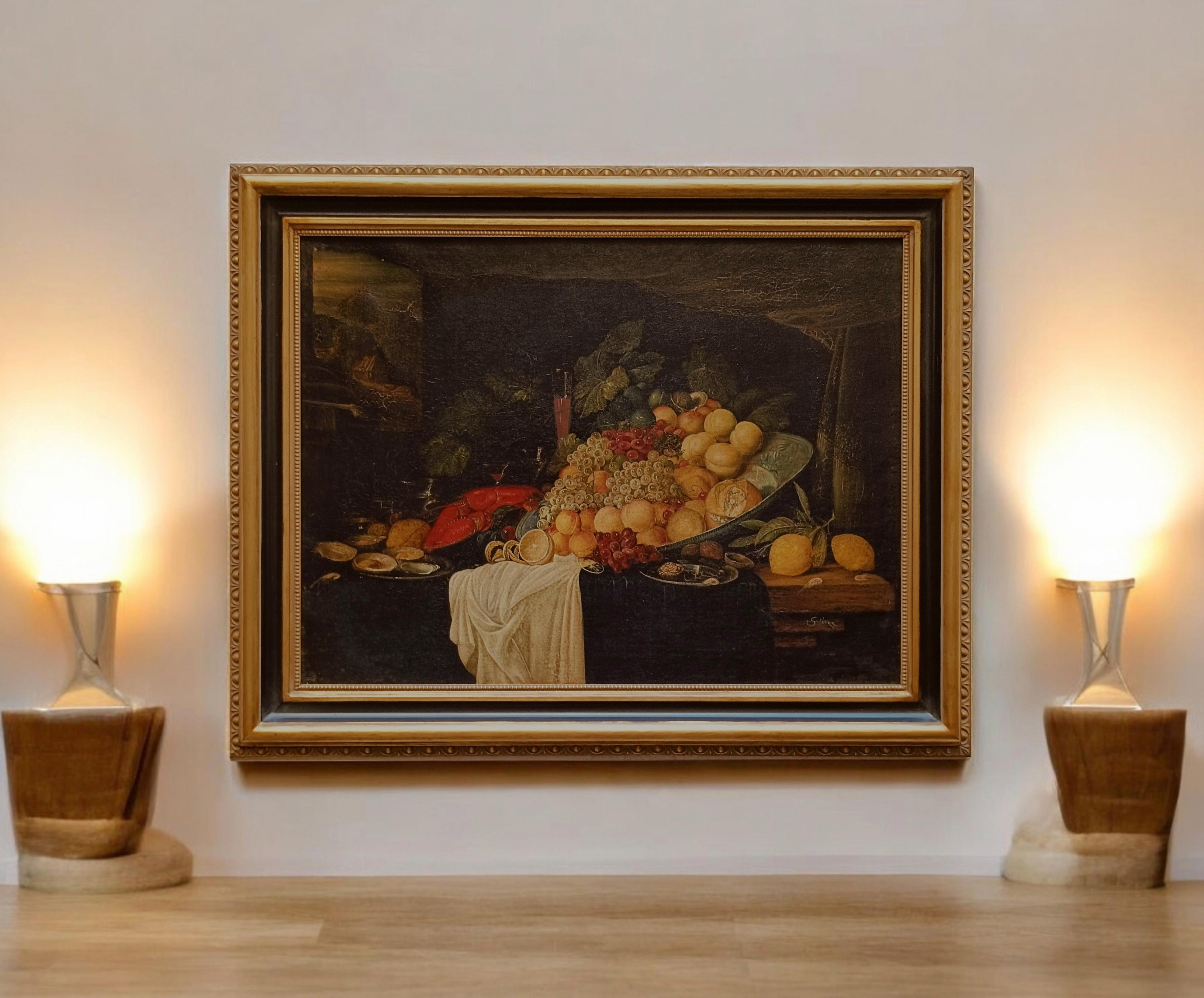VIDA TRANQUILA - Giovanni Perna - Escuela Holandesa - Óleo sobre Lienzo Pintura Italiana en venta 10