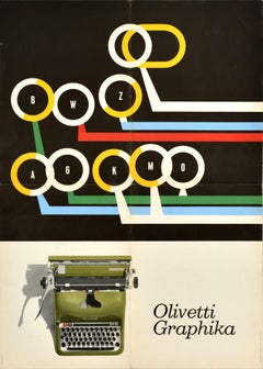 Original Retro Advertising Poster Olivetti Graphika Typewriter Design Italy