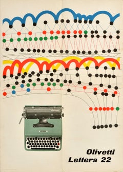 Original Vintage Advertising Poster Olivetti Lettera 22 Typewriter Pintori Italy