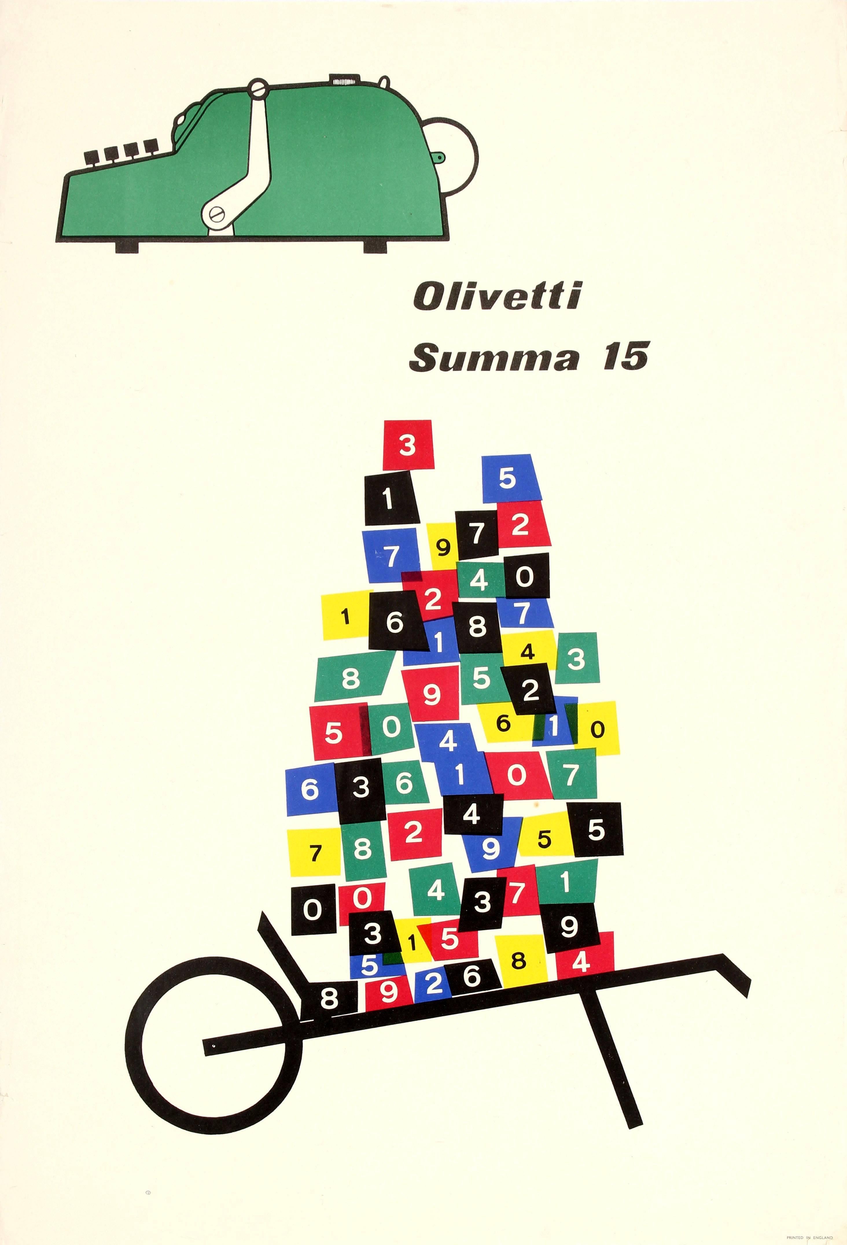 Giovanni Pintori Print - Original Vintage Midcentury Design Poster - Olivetti Summa 15 Mechanical Machine