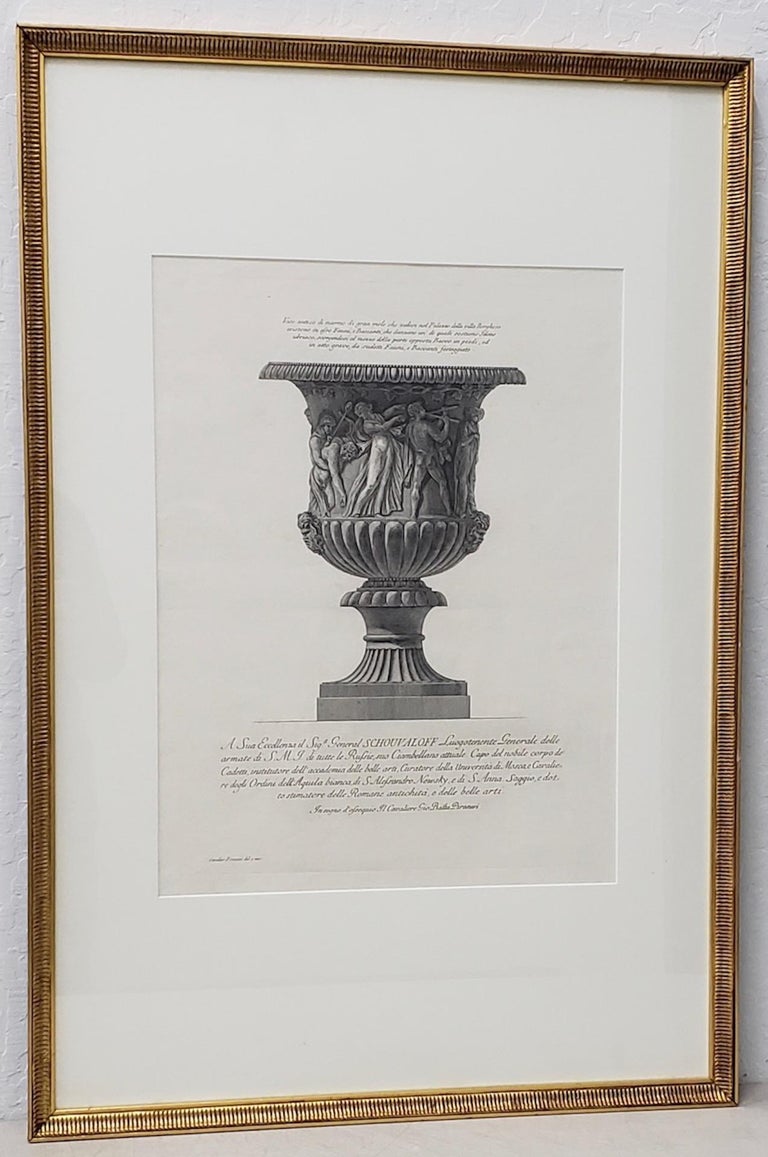 Giovanni Piranesi, Pair of Framed Marble Vases Etchings at 1stDibs