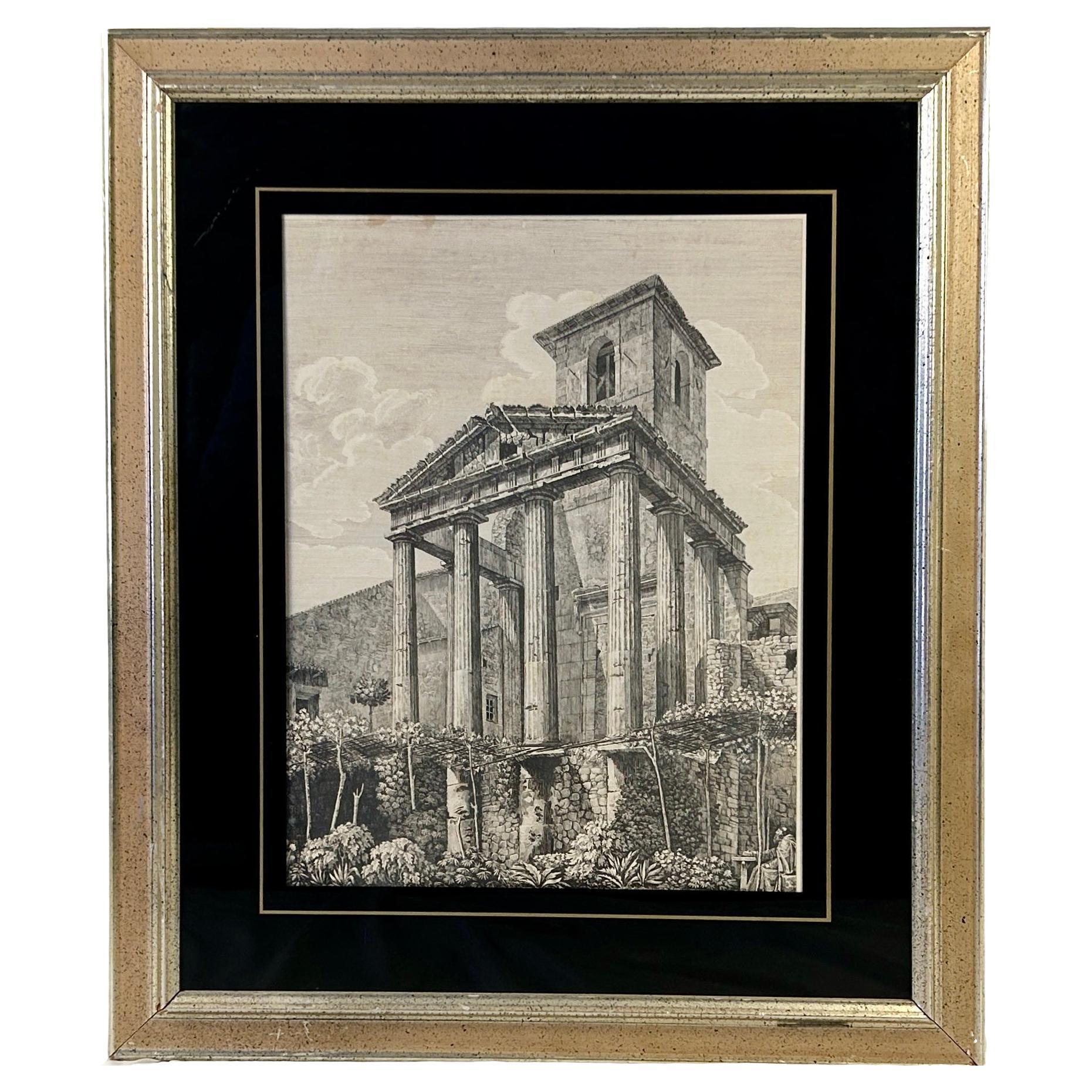 Giovanni Piranesi's "The Temple Of Hercules" Engraving, Framed