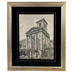 Incisione "Il Tempio di Ercole" di Giovanni Piranesi, con cornice
