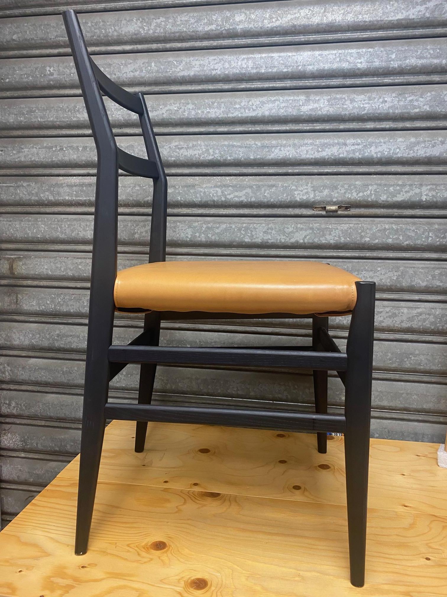Leather Giovanni Ponti  - Superleggera chair - Cassina edition For Sale