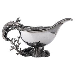 Giovanni Raspini Silver Lobster & Coral Gravy Boat Dish
