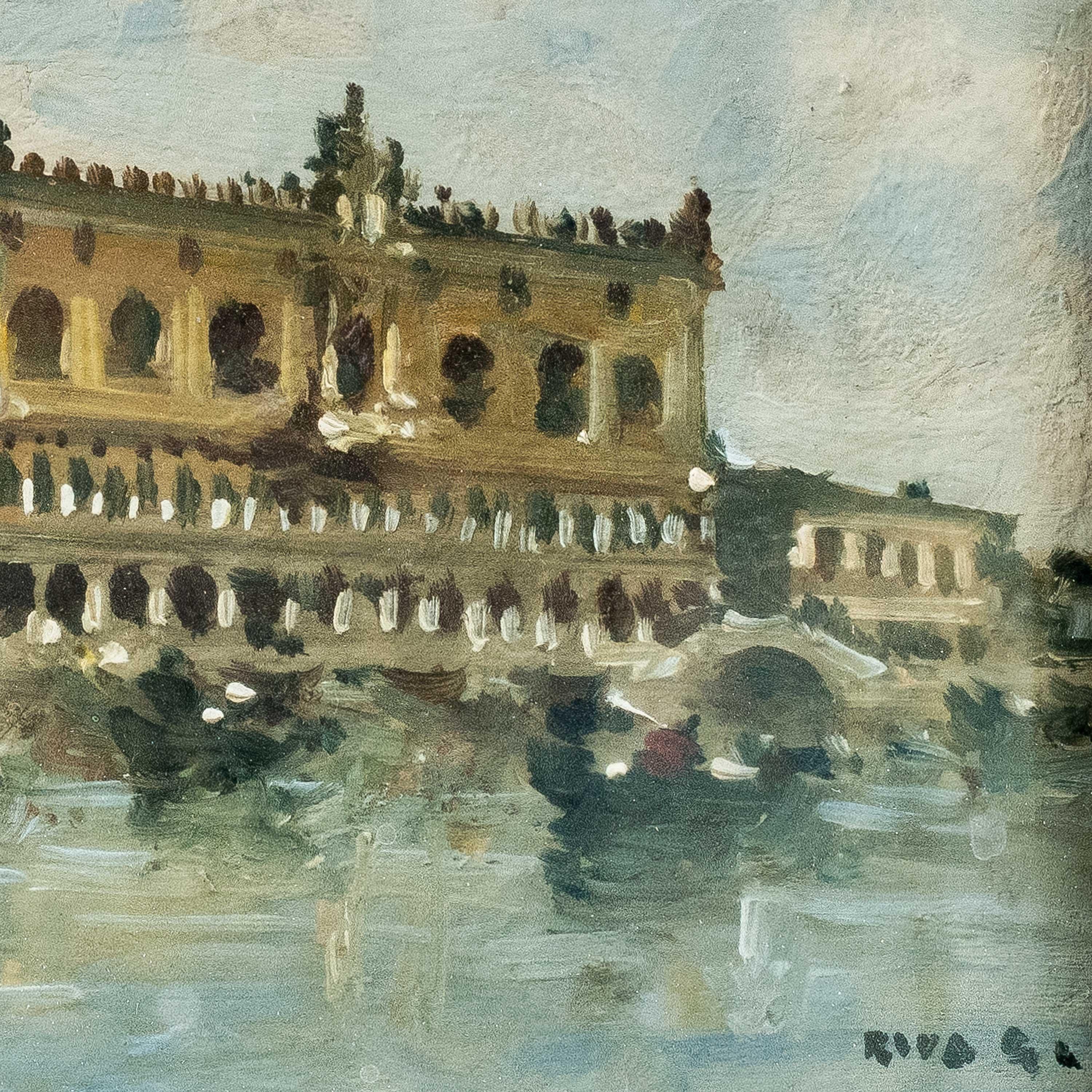 Giovanni Riva (Italian vedutist painter) - 20th century landscape painting For Sale 1