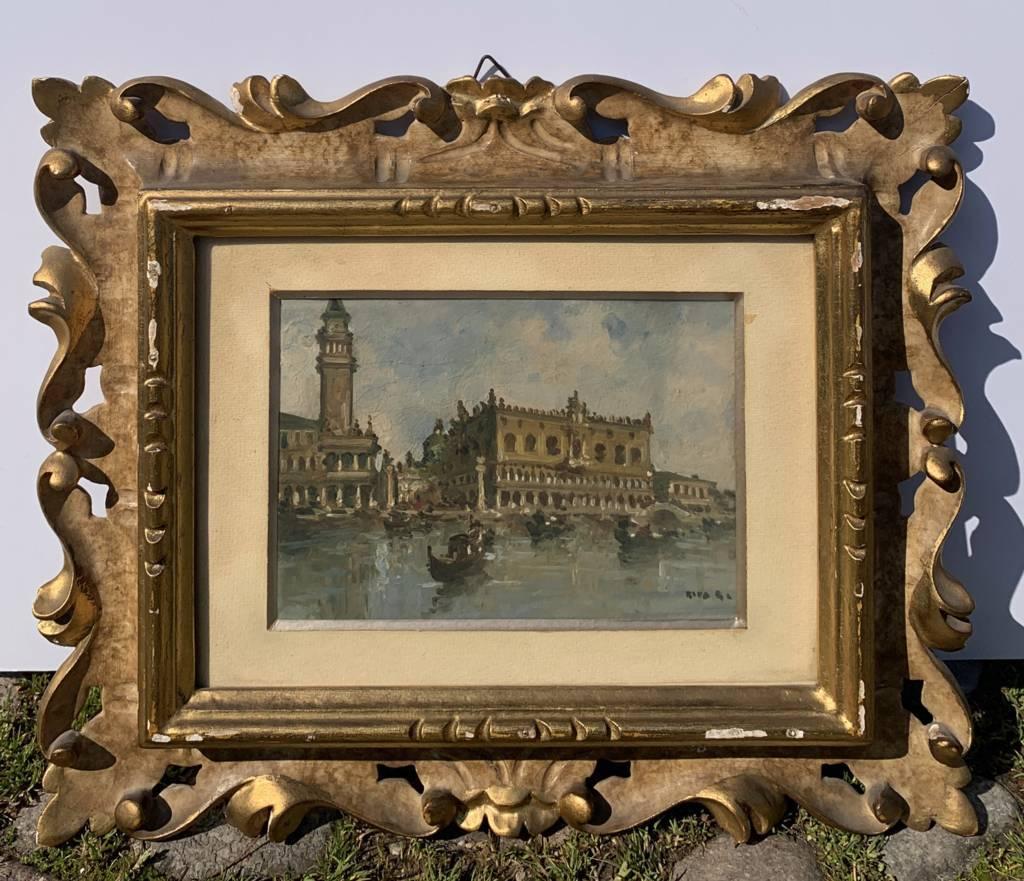 Giovanni Riva (Italian vedutist painter) - 20th century landscape painting For Sale 4