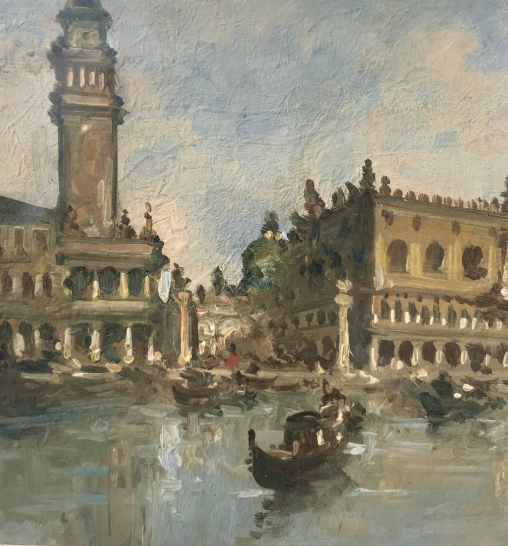 Giovanni Riva (Italian vedutist painter) - 20th century landscape painting For Sale 6