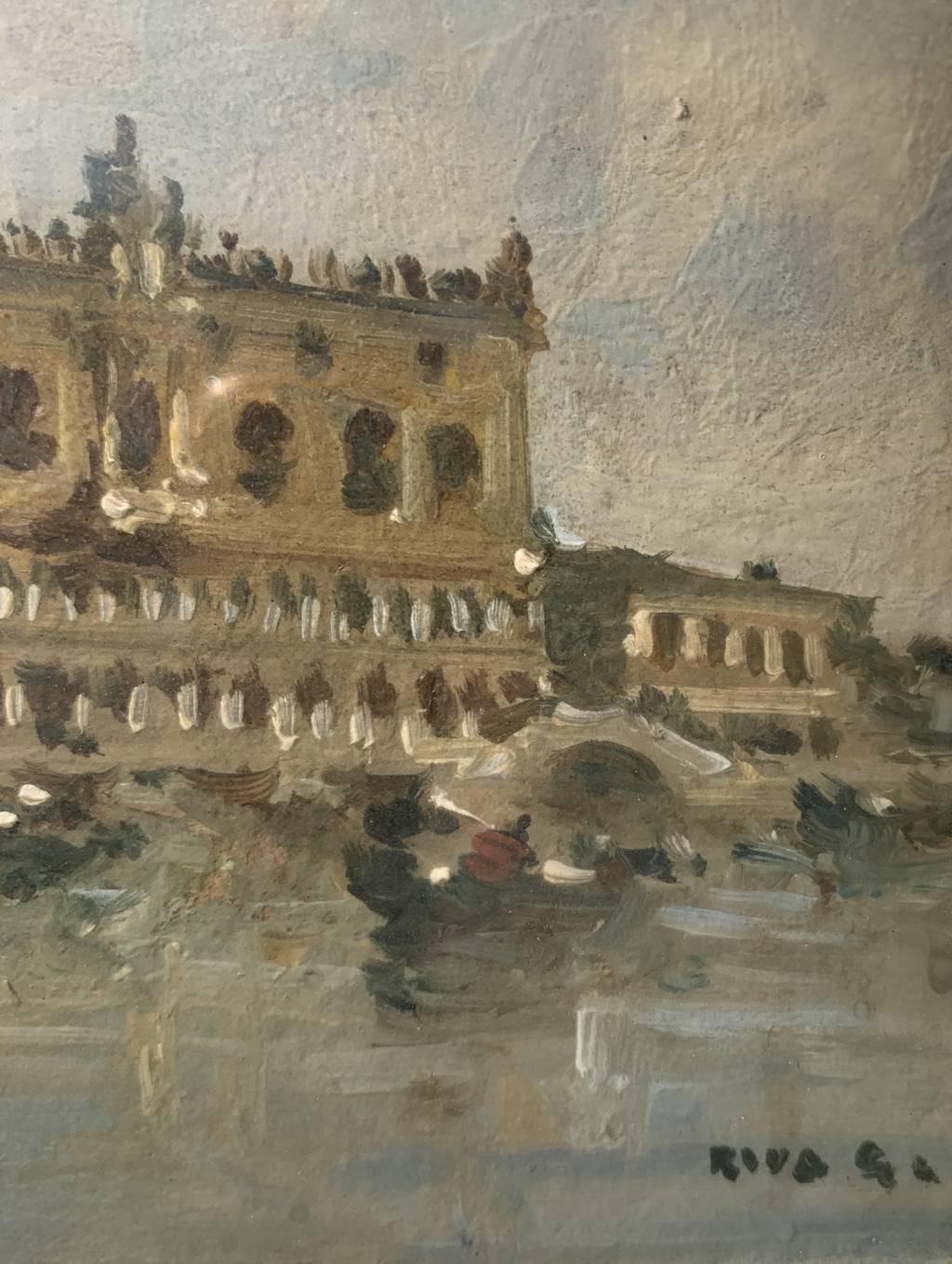 Giovanni Riva (Italian vedutist painter) - 20th century landscape painting For Sale 8