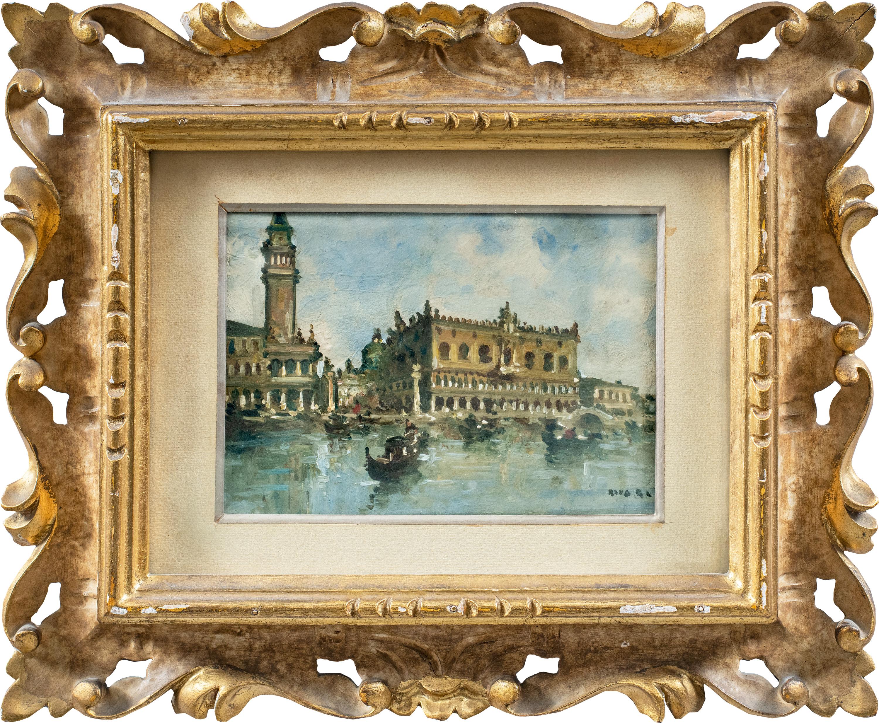 Giovanni Riva (Turin 1890 - Turin 1973) - Venice, view of the basin of St. Mark with the Doge's Palace.

18 x 24 cm without frame, 29 x 34 cm with frame.

Oil on cardboard, in a contemporary carved wooden frame.

- Work on the bottom right: