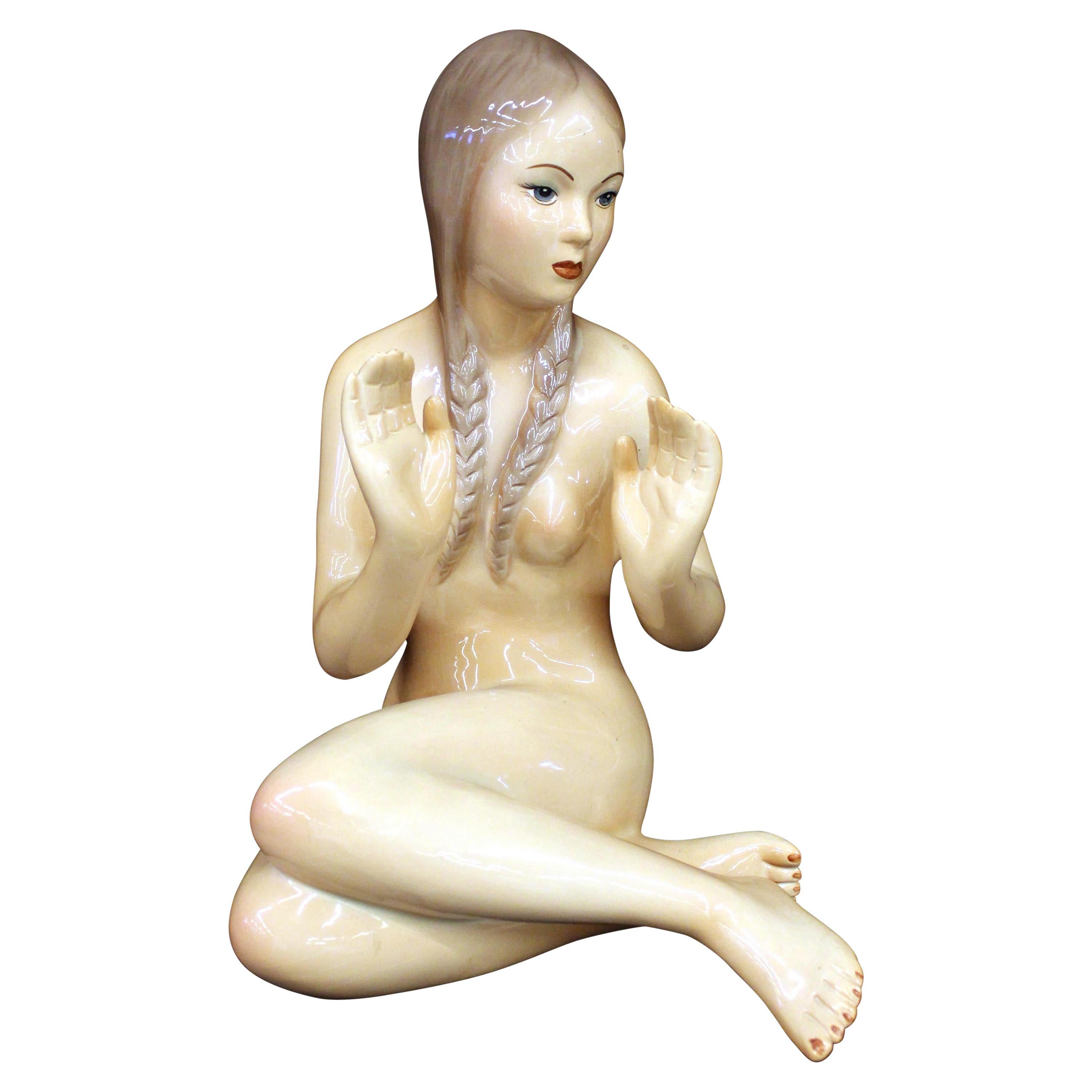 Giovanni Ronzan an Art Deco Porcelain Nude, circa 1935 For Sale