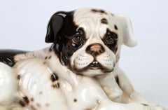 Giovanni Ronzan Italian Midcentury Art Pottery Resting Dog Figure