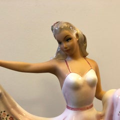 Giovanni Ronzan Italian Polychrome Ceramic Statue of a Young Lady, circa 1950