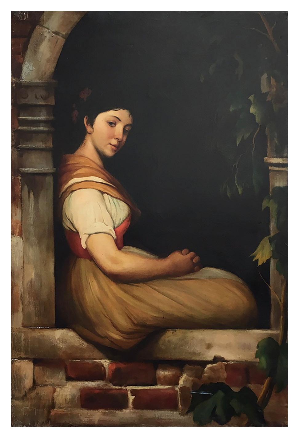 CHILD- A la manière de  W.A. Huile sur toile figurative italienne de Bouguereau  Peinture - Painting de Giovanni Santaniello