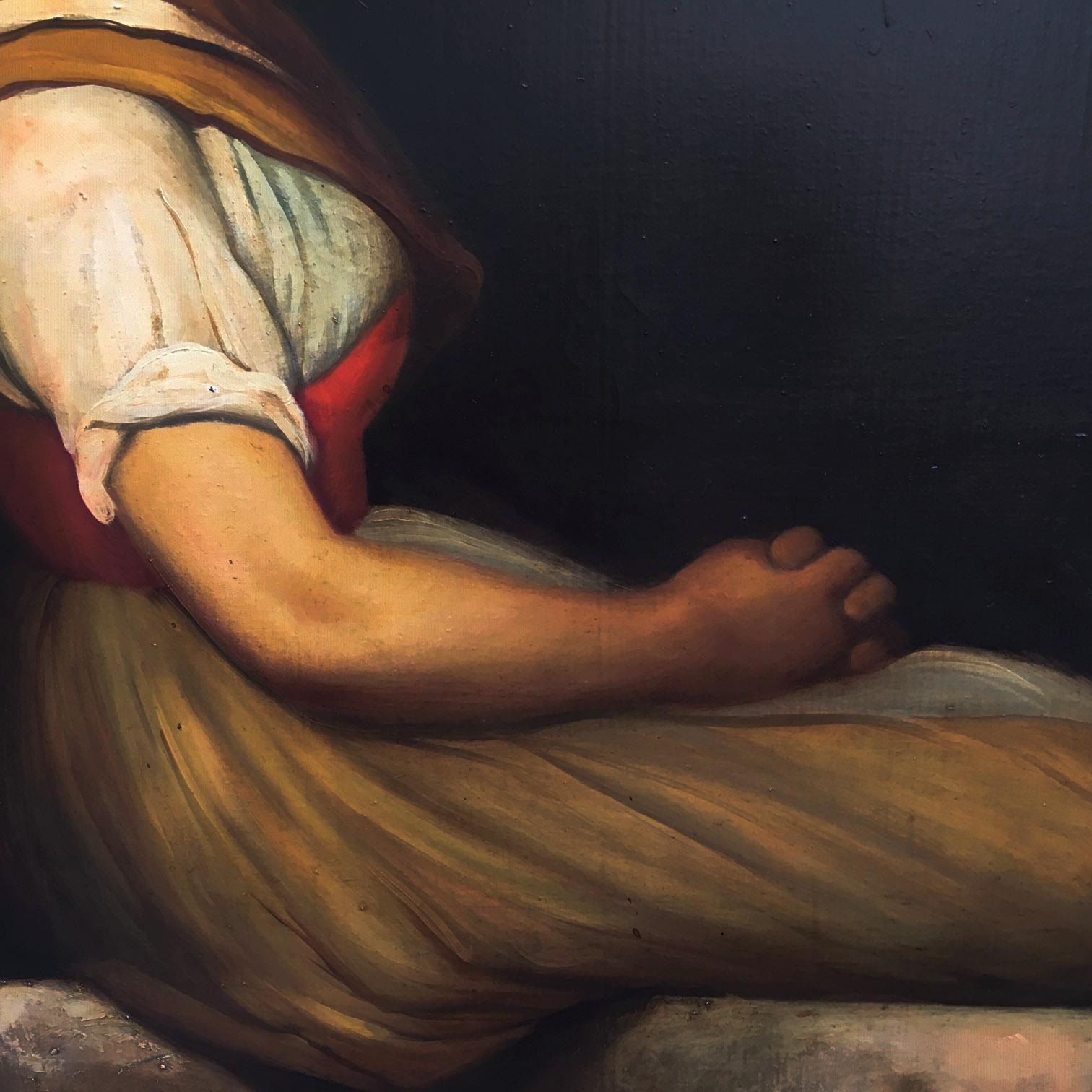 CHILD- A la manière de  W.A. Huile sur toile figurative italienne de Bouguereau  Peinture - Noir Figurative Painting par Giovanni Santaniello