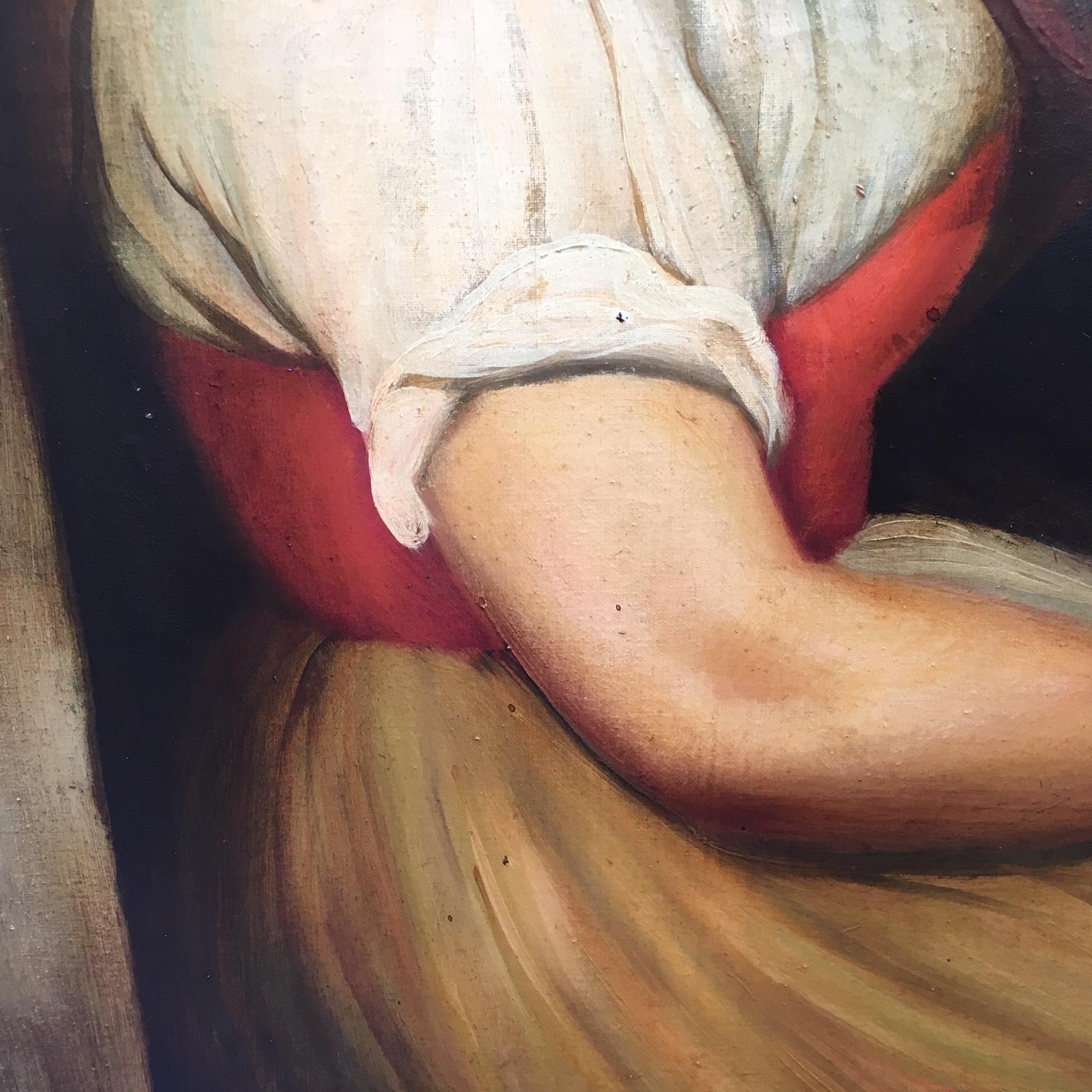 CHILD- A la manière de  W.A. Huile sur toile figurative italienne de Bouguereau  Peinture en vente 2