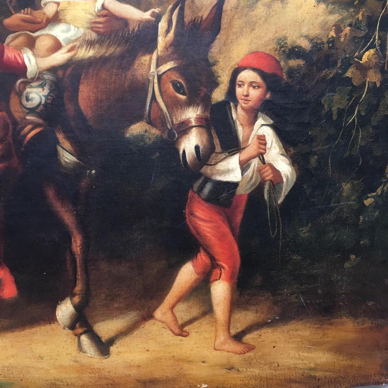 COUNTRY SCENE - École italienne - Huile sur toile figurative italienne  Peinture en vente 5