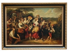 COUNTRY SCENE- Italian School - Figurative Italian Oil on Canvas  Painting