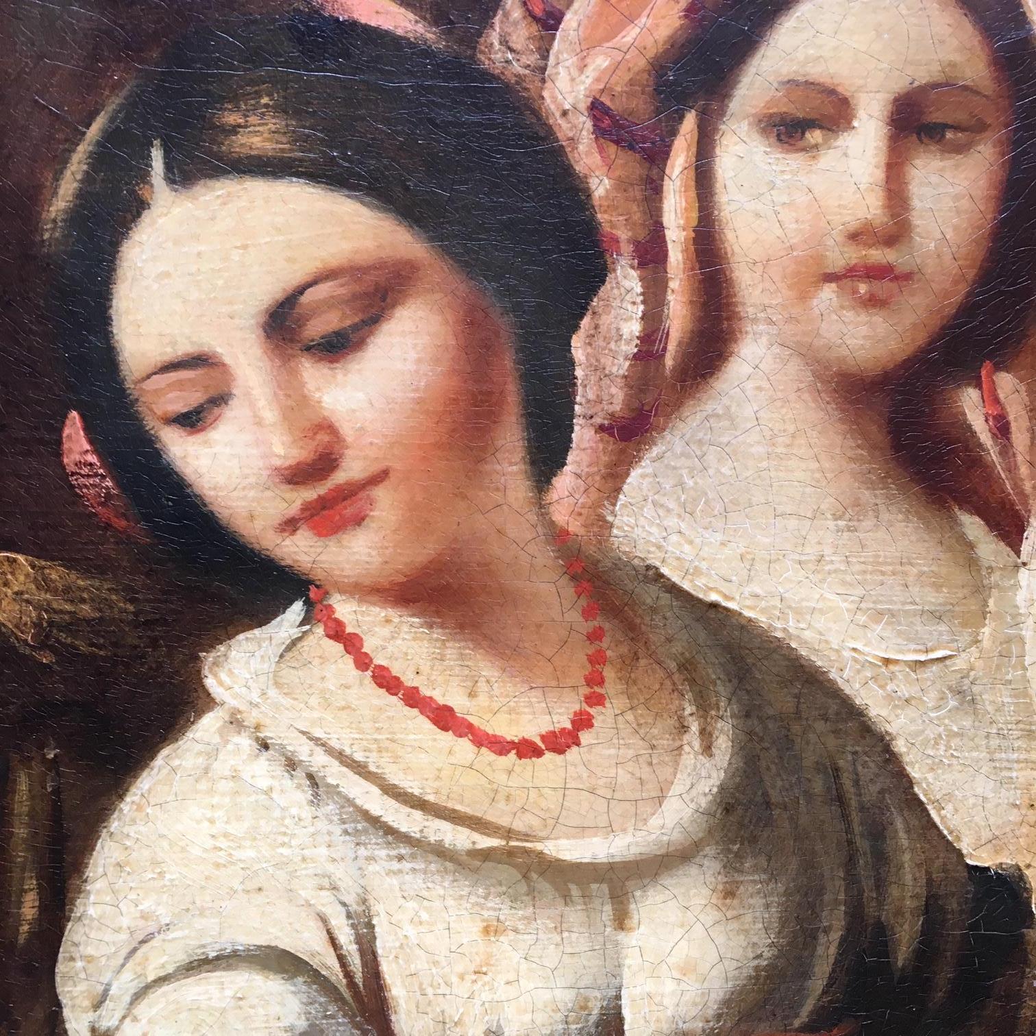 COUNTRY SCENE- Italian School - Figurative Italian Oil on Canvas  Painting For Sale 12