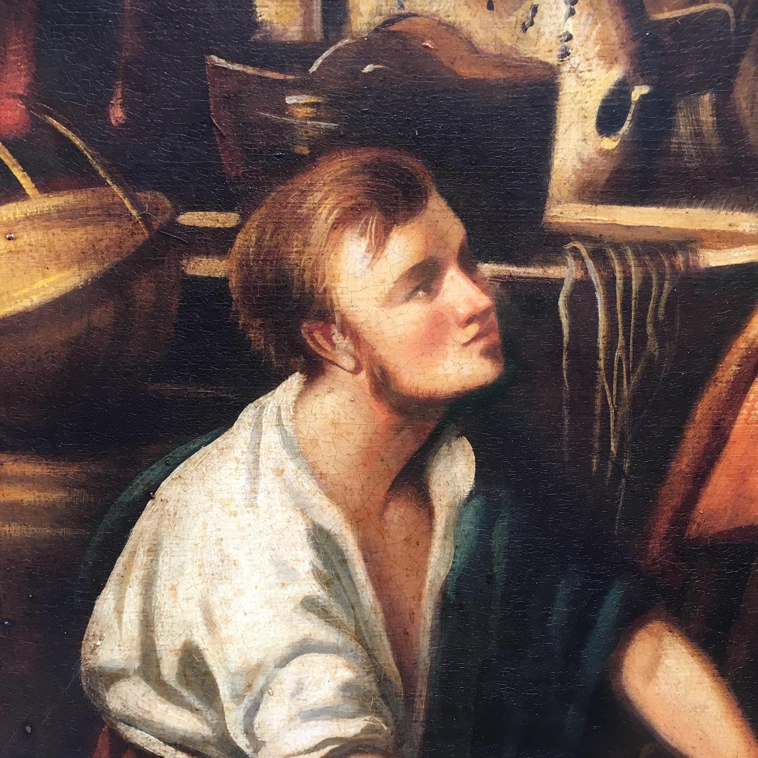 COUNTRY SCENE - École italienne - Huile sur toile figurative italienne  Peinture - Marron Figurative Painting par Giovanni Santaniello